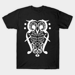 Music Note Owl Shirt Musicians Teacher Birthday Gift Bird T-Shirt